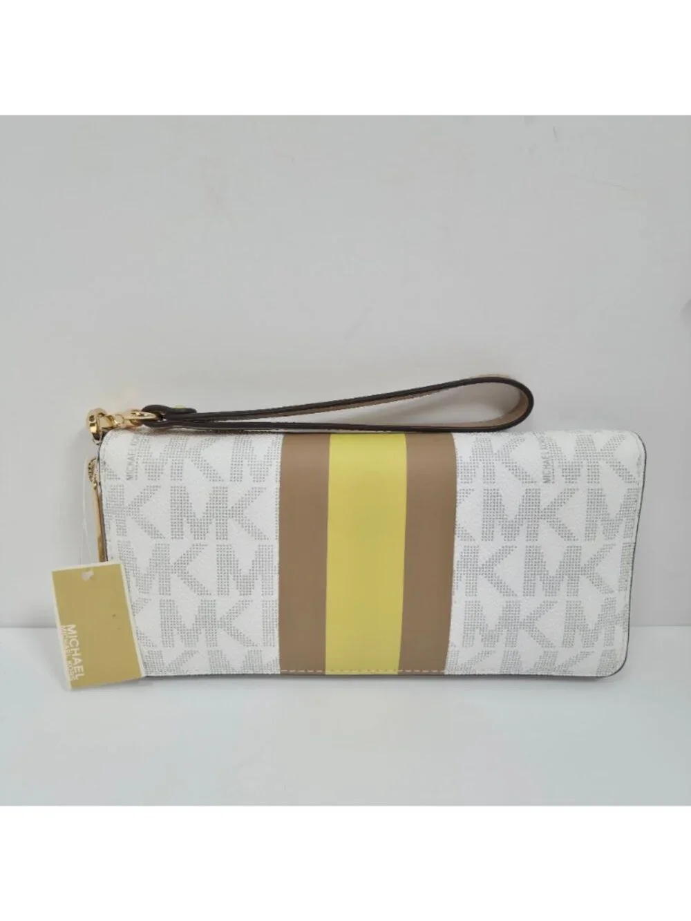 Michael Kors Women's Center Stripe Buttercup LG Travel Continental Wallet NWT